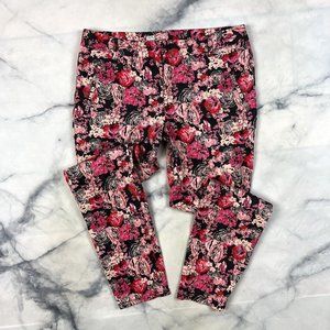 Style&Co Skinny Pants Size 6 Women's Floral Twill Denim Pink Roses Stretch